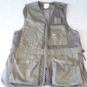 10X Vintage Mens XL Shooting Hunting Vest Mesh Utility Olive Green Made in USA